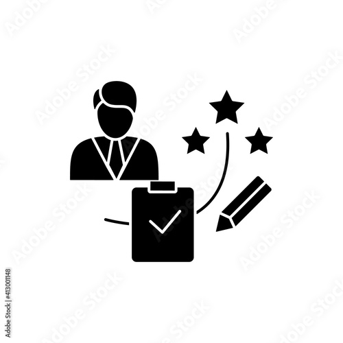 Personal assessment glyph icon.Personal growth concept. Self improvement and self realization. Business and career development. Filled flat sign. Isolated silhouette vector illustration
