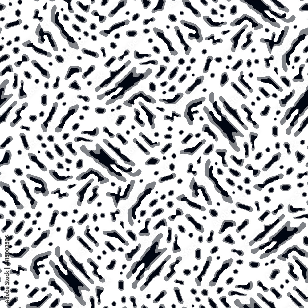 Full Seamless Abstract Pattern. Monochrome Vector. Black and White Dress Fabric Print. Design for Textile and Home Decoration.