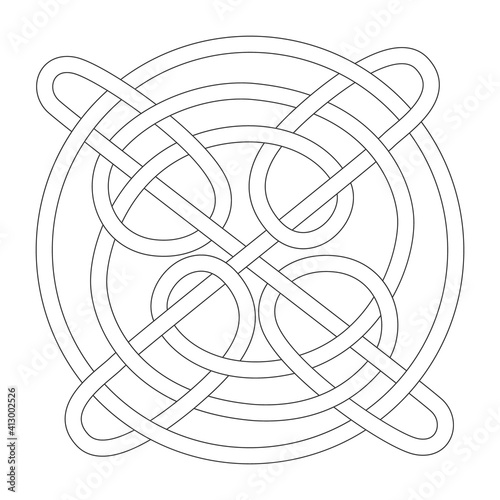 monochrome icon with Celtic knot ethnic art ornaments