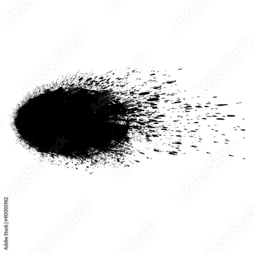 Ink Splash Background . Black Paint Splattered Shape . 