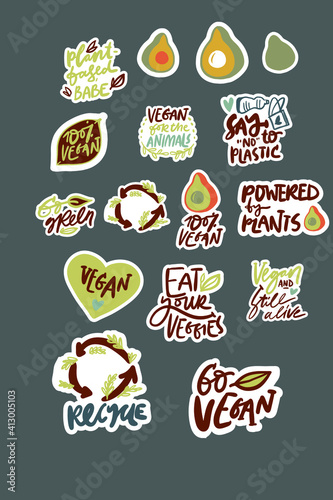 No single use plastics. Zero waste lettering quotes set. Hand lettering illustration for your desig. Sticker