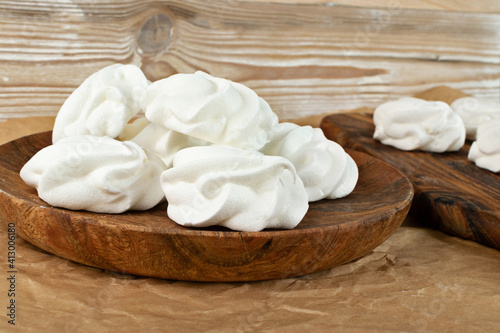 White Meringue Cookies Made from Whipped Egg Whites