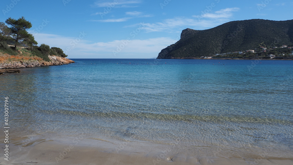 Famous calm sea beach of Avlaki, Porto Rafti, Mesogeia, Attica, Greece