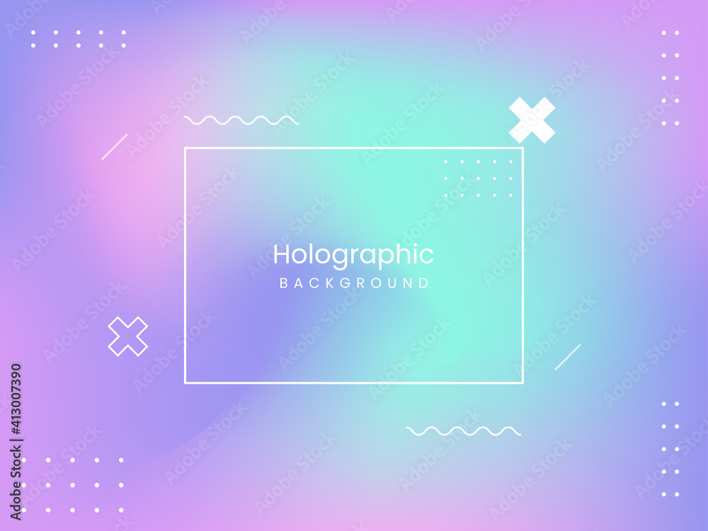 Abstract holographic background with neo memphis elements. with the colors: Blue, purple, pink. Suitable for posters, social media posts