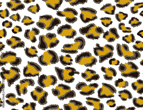 Full seamless leopard cheetah animal skin pattern. Ornamental Yellow White Design for women textile fabric printing. Suitable for trendy fashion use.