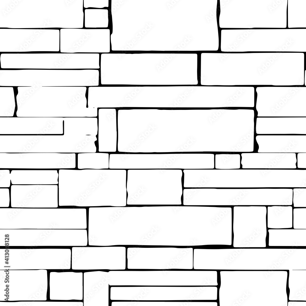 Full seamless vector wall pattern for backdrop, wall tile and textile. Black and white design for textile fabric print, wallpaper and construction. Design for fashion and architectural house