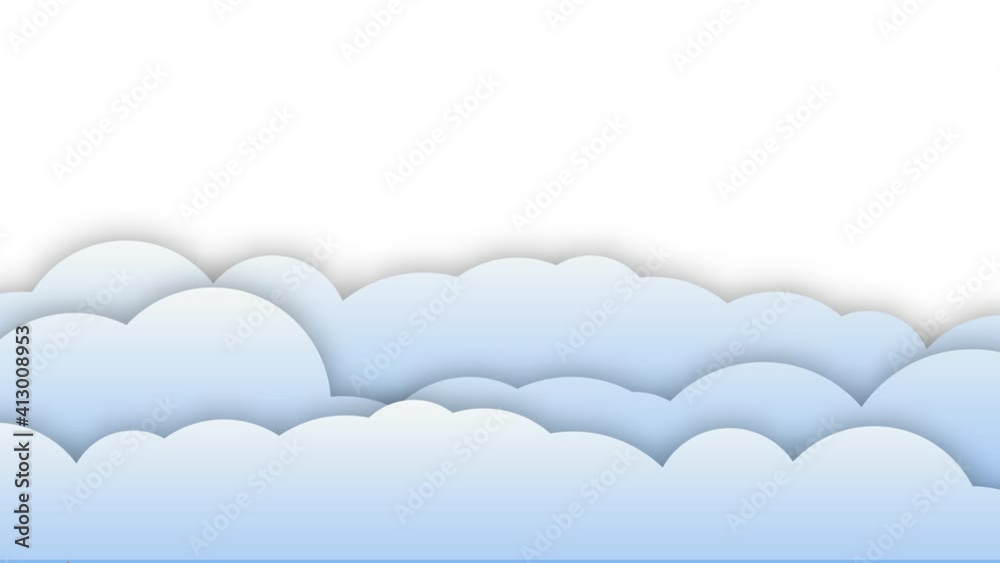 Cartoon clouds floating vertically on the white background, pixelated. Seamless looping animation.Alpha matte