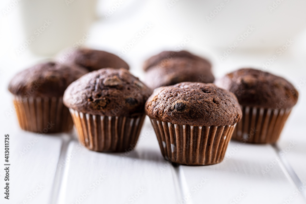 Chocolate muffins. Sweet dark cupcakes. Chocolate muffins. Sweet dark cupcakes.