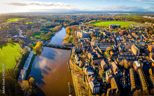 Tableau sur toile Aerial view of Chester, a city in northwest England,  known for its extensive Ro