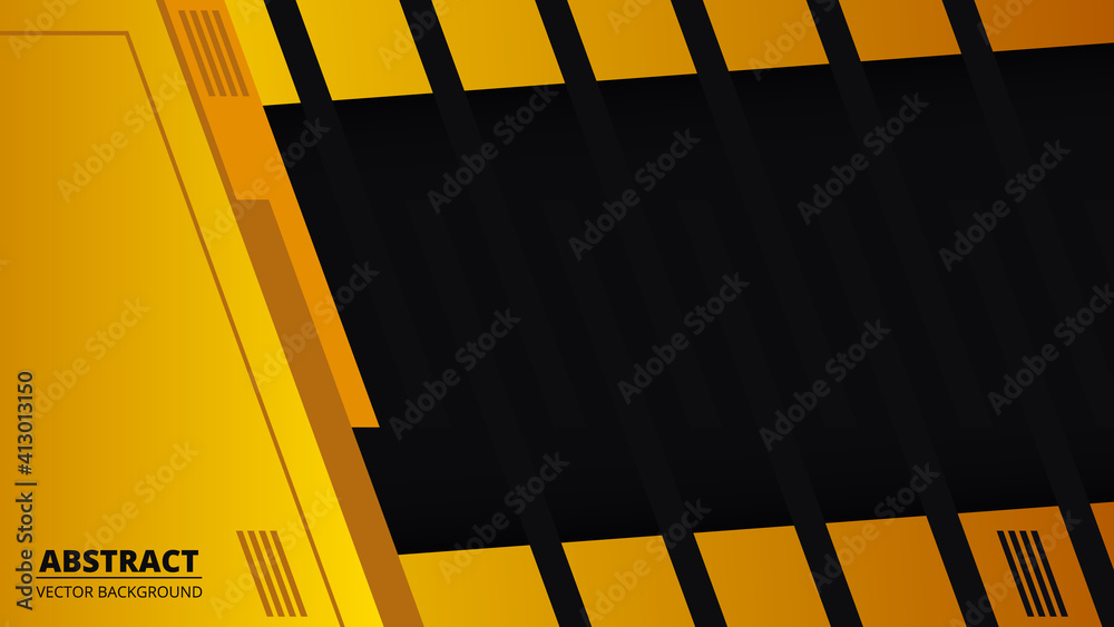 Abstract black and yellow background with orange line on blank space. Futuristic bright modern technology banner. Ratio 1920x1080 full hd, vector illustration.