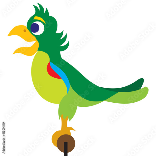 Flat Vector Cartoon Parrot