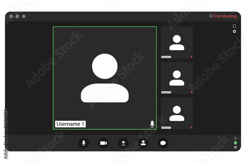 Video conferencing user interface. Video conference icon. Digital communication. Online chat for business seminars. Video conferencing user interface, great design for any purpose.