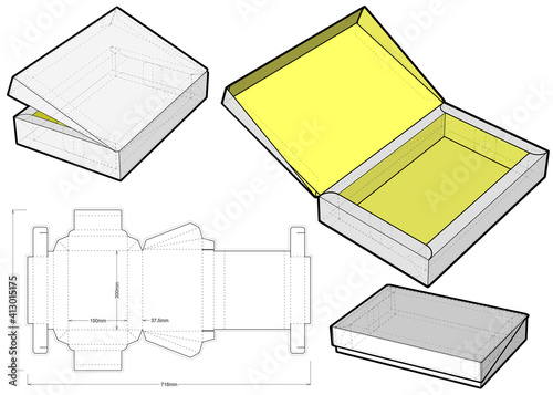 Chocolate Box and Die-cut Pattern. The .eps file is full scale and fully functional. Prepared for real cardboard production.