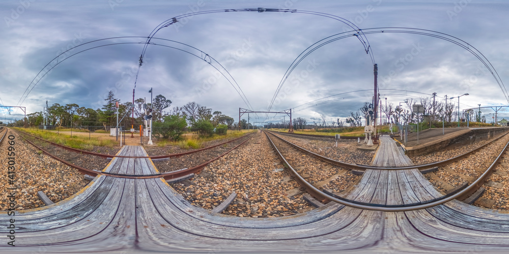 Spherical 360 panorama photograph of the Bell Railway Station in The Blue Mountains