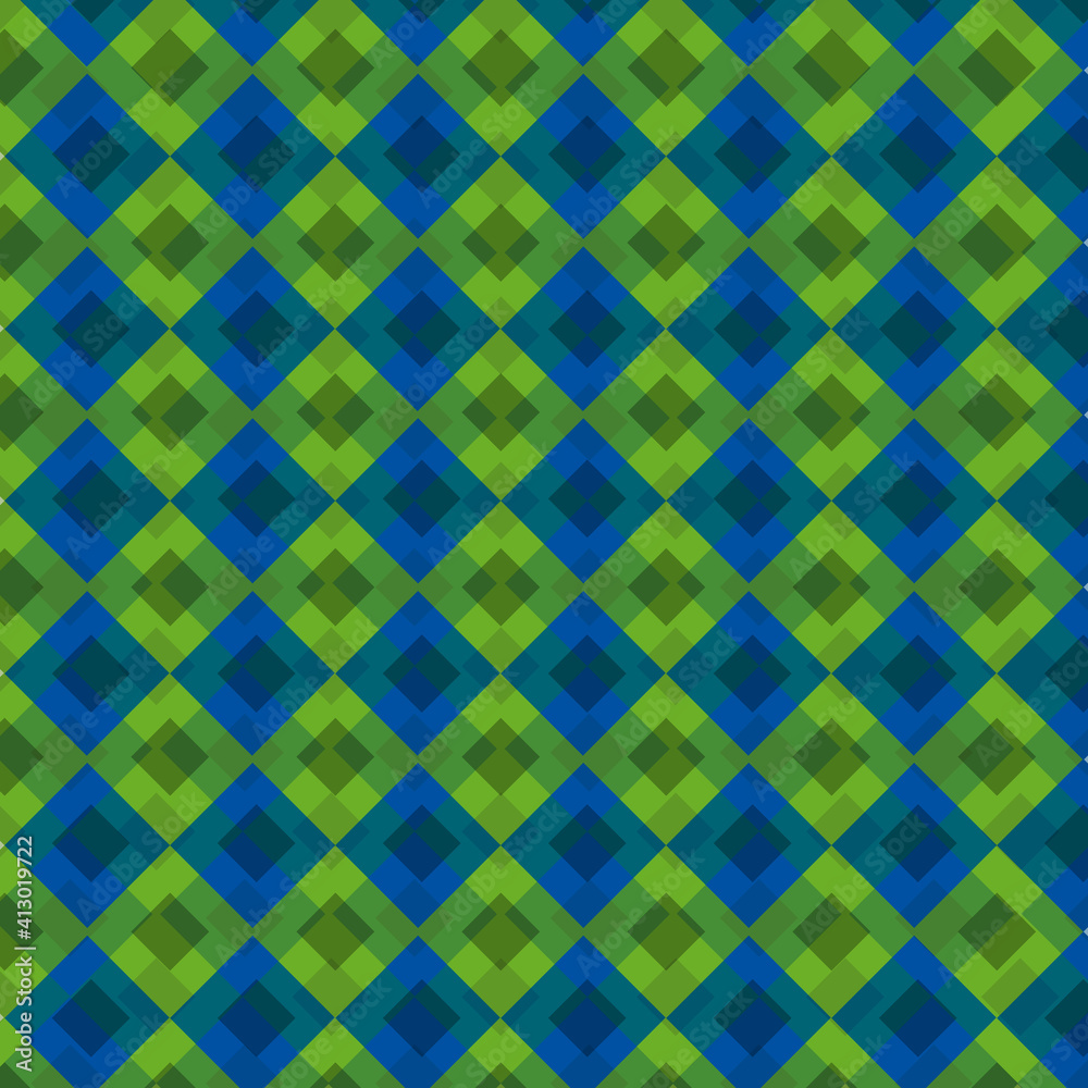Seamless geometric pattern green and blue squares abstract vector concept Seamless geometric pattern green and blue squares abstract vector concept