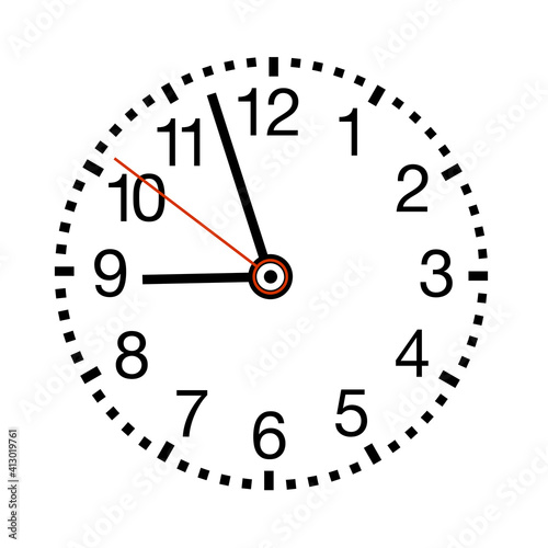 Classic clock illustration. Isolated on white background, arrows in separate layer.