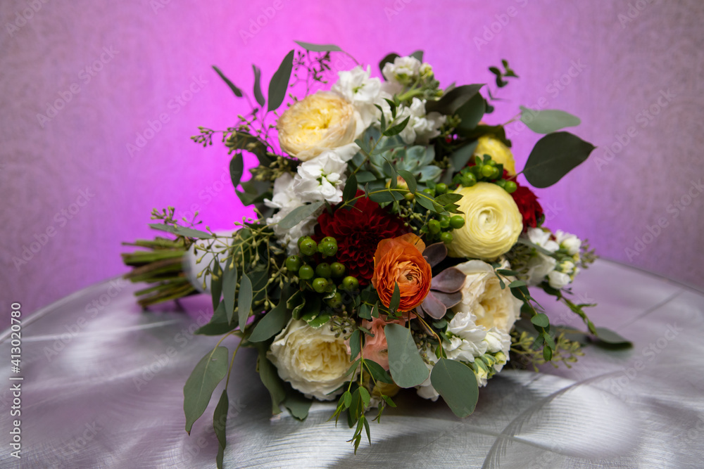 A bride's Wedding Bouquet of flowers