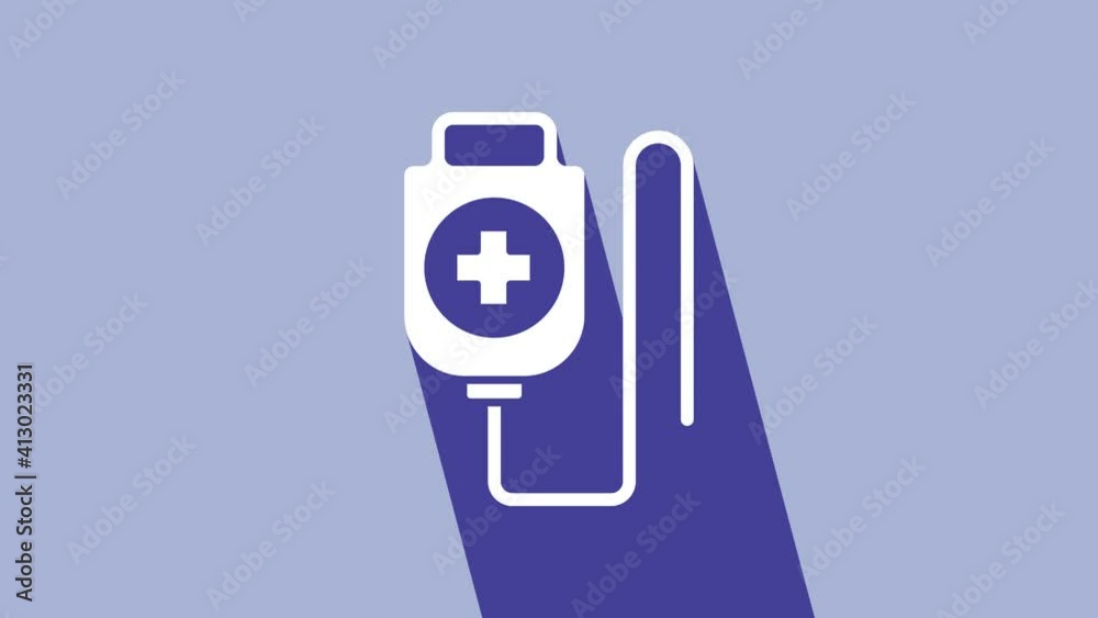 White IV bag icon isolated on purple background. Blood bag. Donate blood concept. The concept of treatment and therapy, chemotherapy. 4K Video motion graphic animation White IV bag icon isolated on purple background. Blood bag. Donate blood concept. The concept of treatment and therapy, chemotherapy. 4K Video motion graphic animation