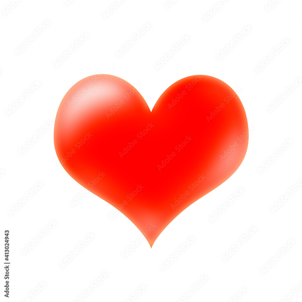 Red heart isolated on white