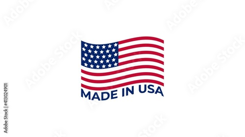 Made In US Animation. 4k cool animation of a made in USA . Alpha matte