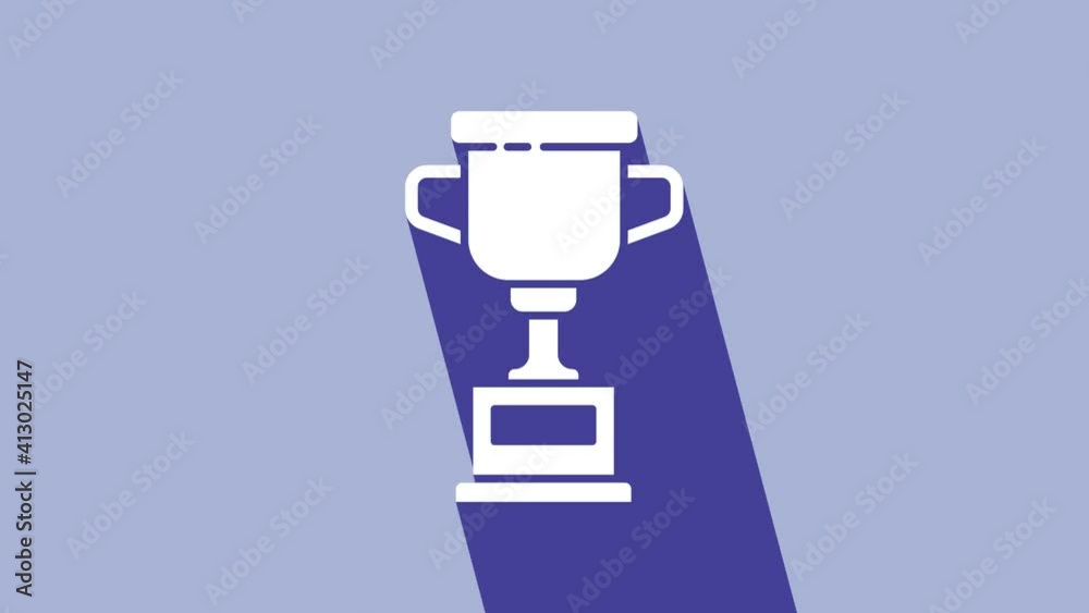 White Award cup icon isolated on purple background. Winner trophy symbol. Championship or competition trophy. Sports achievement sign. 4K Video motion graphic animation White Award cup icon isolated on purple background. Winner trophy symbol. Championship or competition trophy. Sports achievement sign. 4K Video motion graphic animation