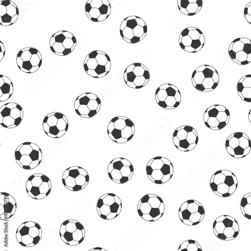 Black and white coloring soccer ball on white background. Seamless pattern  vector illustration.
