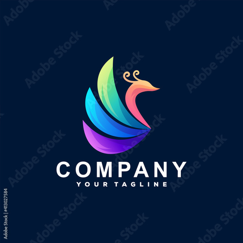 peacock color gradient logo design