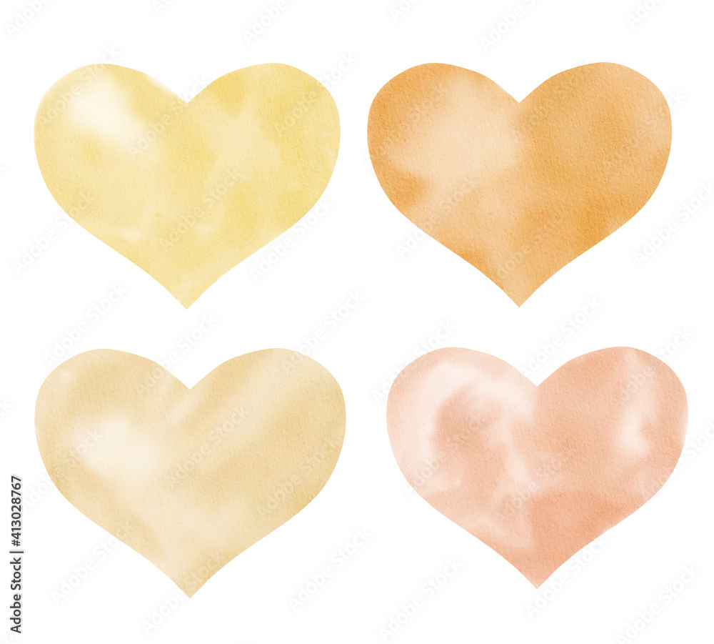 Hearts watercolor clipart. Hand painted illustration isolated on white. Love graphics.