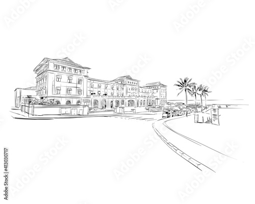 Sri Lanka. Colombo. Hand drawn vector illustration.
