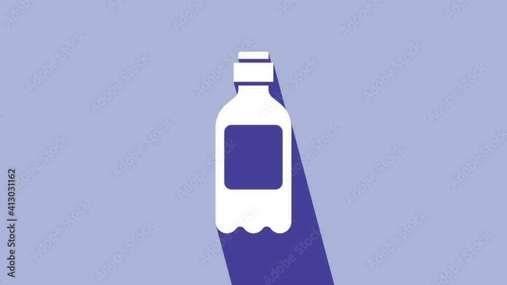 White Bottle of water icon isolated on purple background. Soda aqua drink sign. 4K Video motion graphic animation White Bottle of water icon isolated on purple background. Soda aqua drink sign. 4K Video motion graphic animation