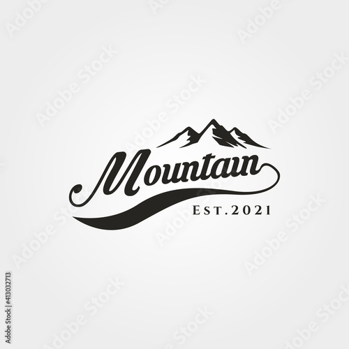 mountain adventure lettering logo vector symbol illustration design, outdoor mountain hike logo symbol design