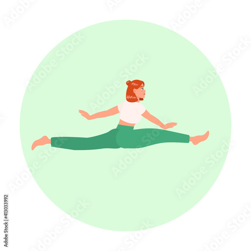 Fitness exercises for strong and beautiful body. Fitness, Aerobic and workout exercise in gym. Girl doing yoga exercises.