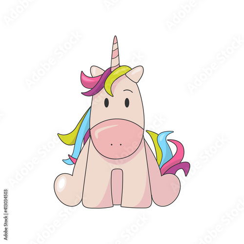 Cute colored unicorn isolated on white background. Images