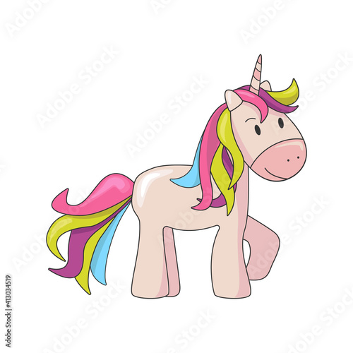 Cute colored unicorn isolated on white background. Images