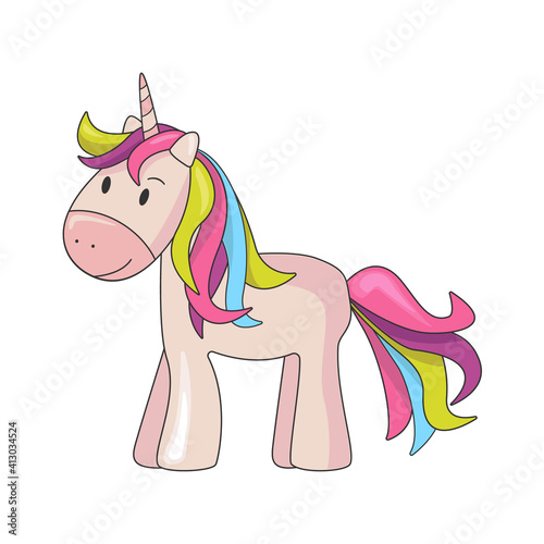 Cute colored unicorn isolated on white background. Images