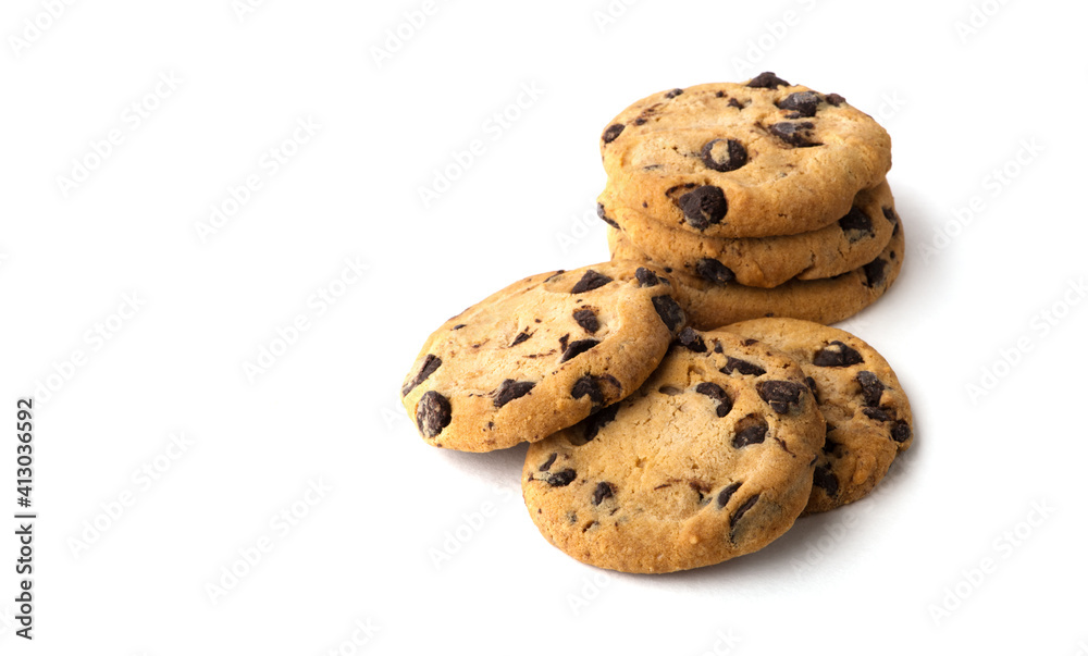 Chocolate chip cookie isolated on white background Chocolate chip cookie isolated on white background
