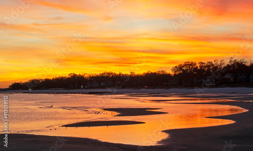 Sunset at Low Tide at Washington St. BSL MS  photo