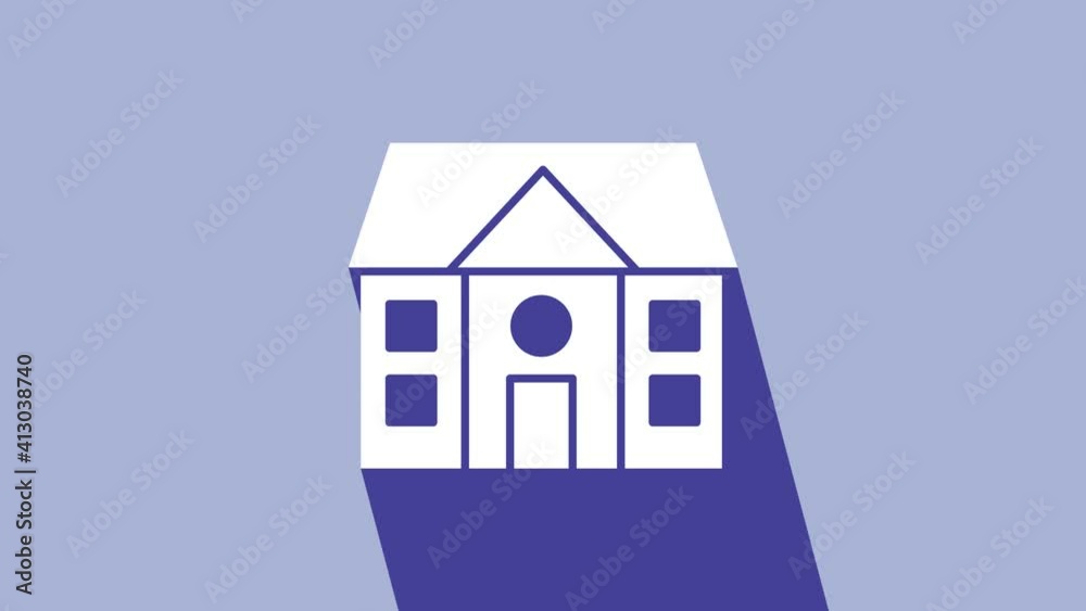 White House icon isolated on purple background. Home symbol. 4K Video motion graphic animation White House icon isolated on purple background. Home symbol. 4K Video motion graphic animation
