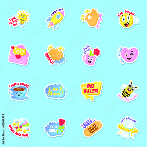 
Flat Social Media Sticker Vectors 
