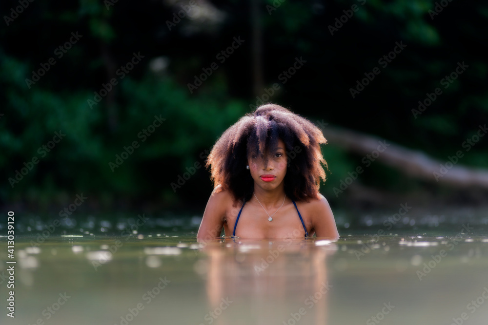 Model in the water having fun Model in the water having fun