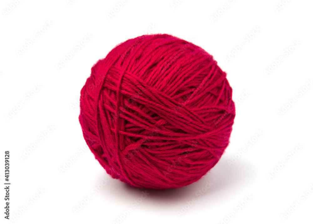 ball of yarn on white background