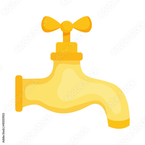yellow water faucet icon, colorful design
