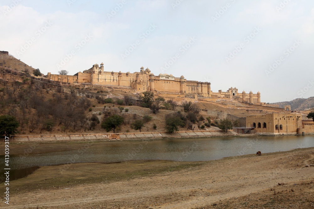 View of the castle from the river; Jaipur, India