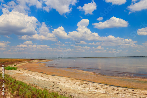 View of a salt Ustrichnnoe  oyster  lake in Kherson region  Ukraine