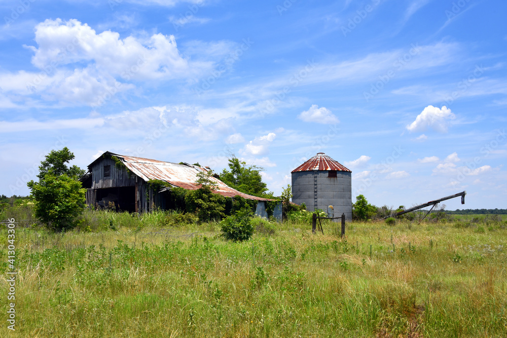 Derelict Barn with Rusting Silo Derelict Barn with Rusting Silo