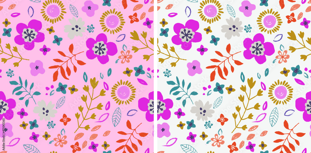 T-shirt and dress pattern design for girls. Floral pattern T-shirt and dress pattern design for girls. Floral pattern