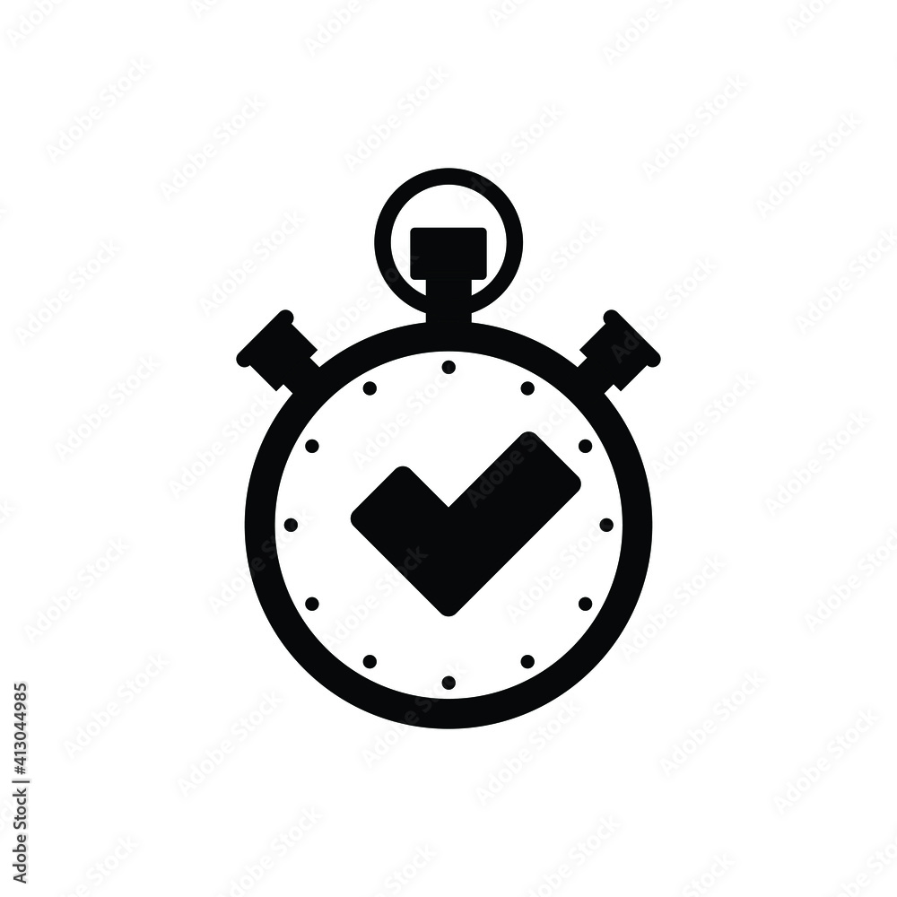 Stopwatch icon with Checkmark icon timer Stopwatch icon with Checkmark icon timer