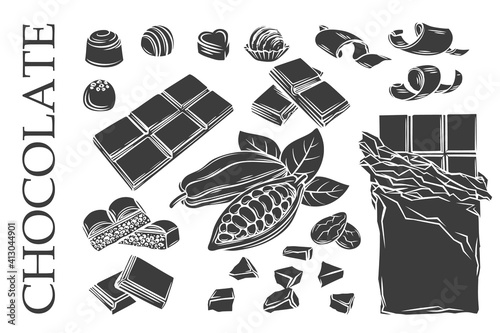 Outline chocolate set icons