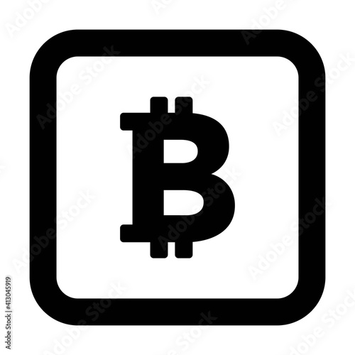 Cryptocurrency icon bitcoin vector for digital asset and wallet in a flat color glyph pictogram illustration