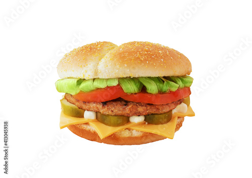 Fresh meat tasty burger isolated on white background